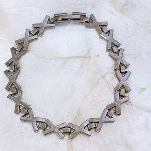 Silver Tone X Bracelet Stainless Steel